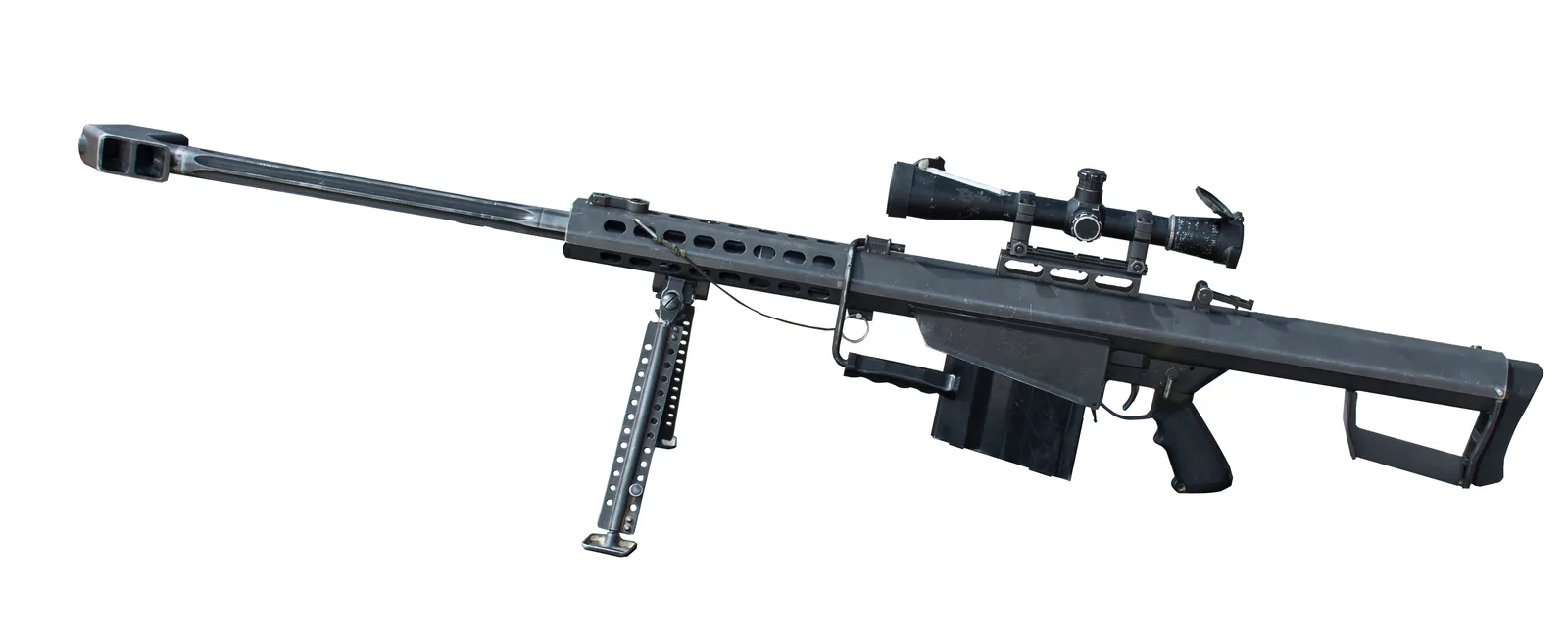 A Barrett M82 semi-automatic .50 caliber rifle, the anti-materiel rifle that debuted in the 1991 Gulf War.