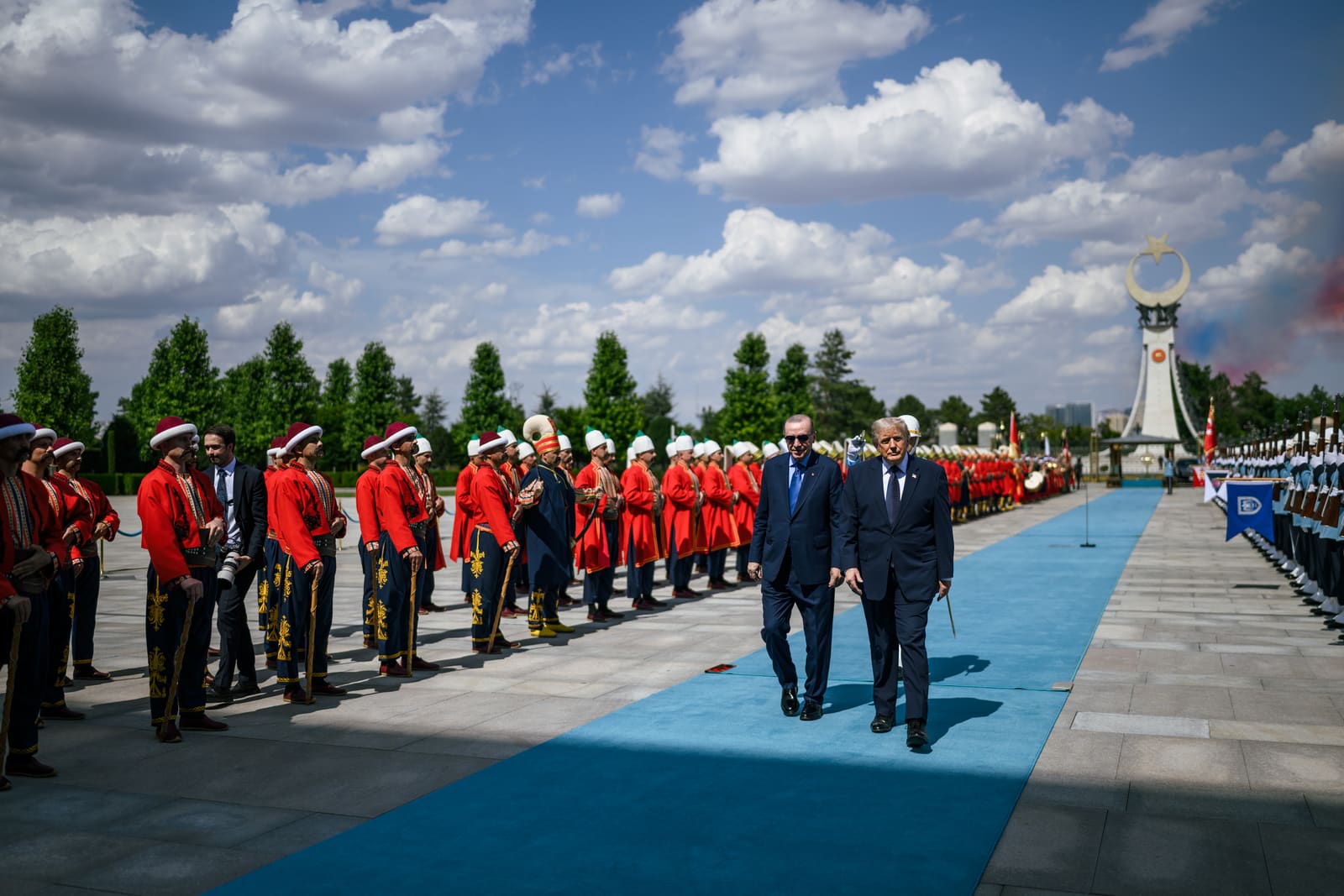 President Trump and President Erdogan at a formal welcome ceremony at the Bestepe Presidential Compound in Ankara