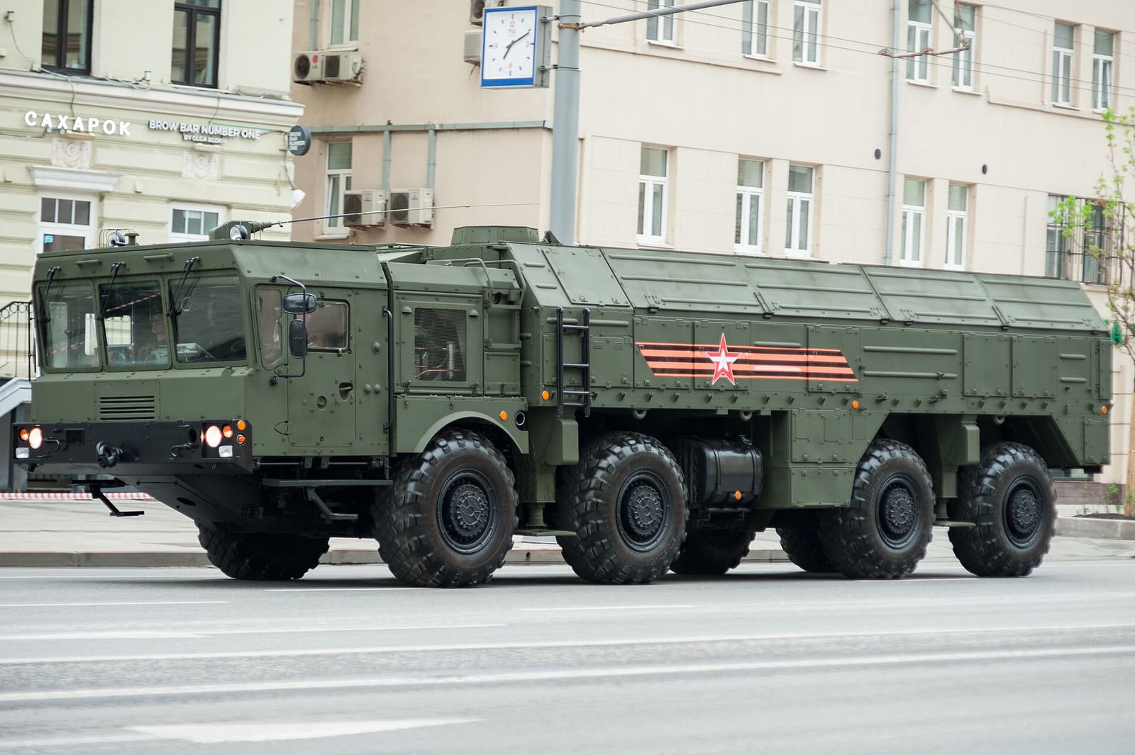 A 9K720 Iskander-M mobile ballistic missile launcher, the type of Russian weapon the coalition is meant to counter