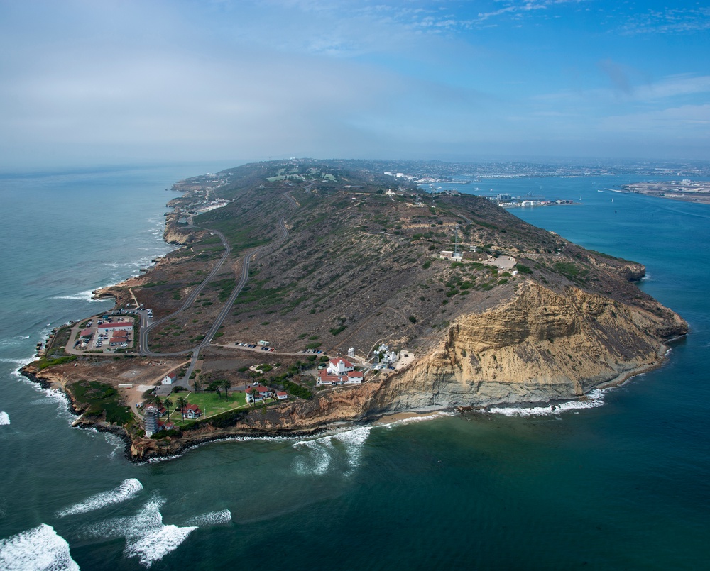 Aerial view of Naval Information Warfare Center Pacific and surrounding Point Loma, San Diego