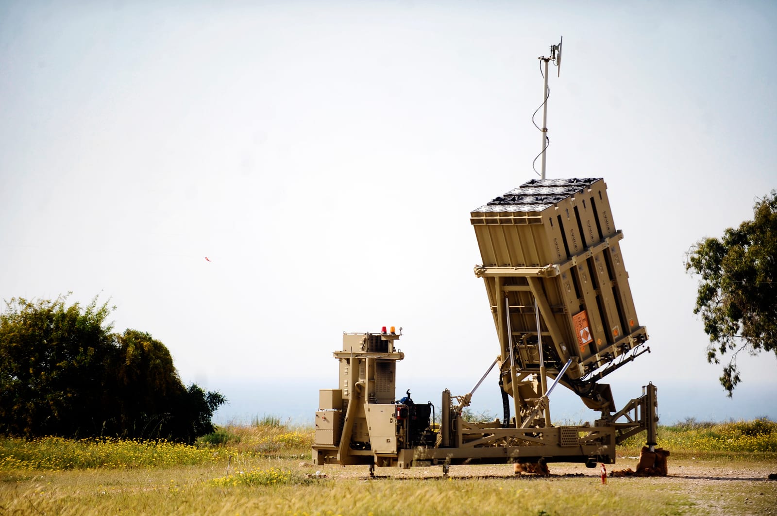 An Iron Dome air-defense battery deployed near Ashkelon, Israel
