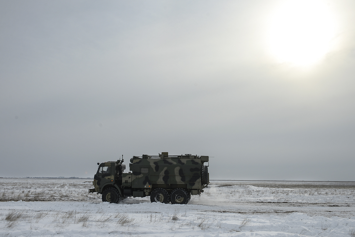 9K720 Iskander-M mobile ballistic missile system conducting a combat launch at the Kapustin Yar proving ground