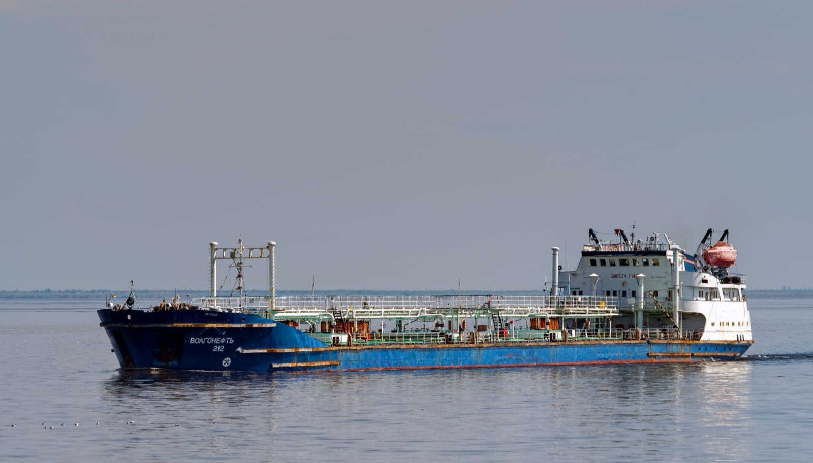 A Volgoneft-class river-sea oil tanker underway on the Volga River