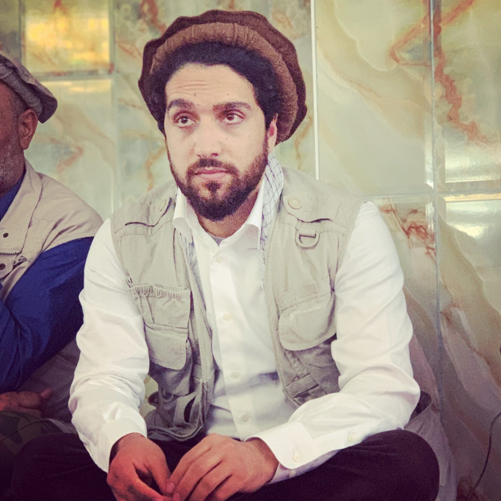 Portrait of Ahmad Massoud, leader of the National Resistance Front, who disputed the Taliban's claim of full control over Panjshir