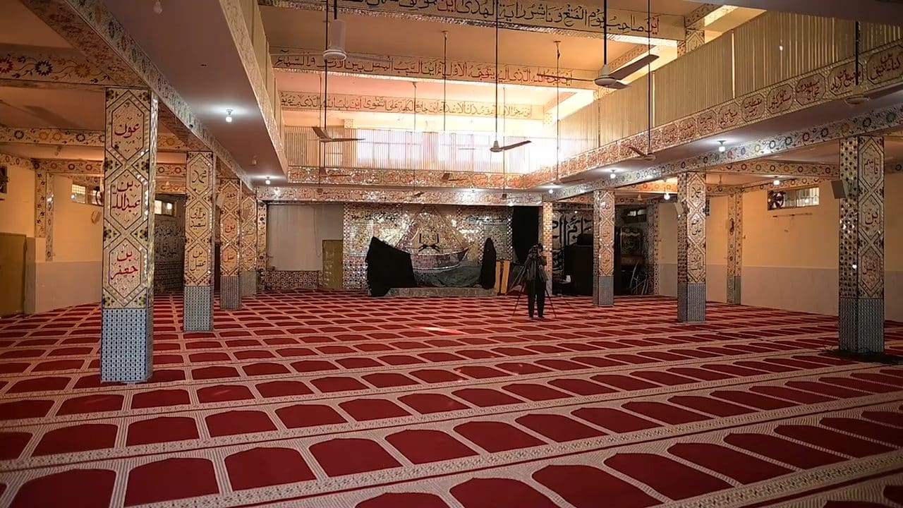 Damage inside the Khadija Tul Kubra Mosque in Islamabad after the February 6, 2026 suicide bombing