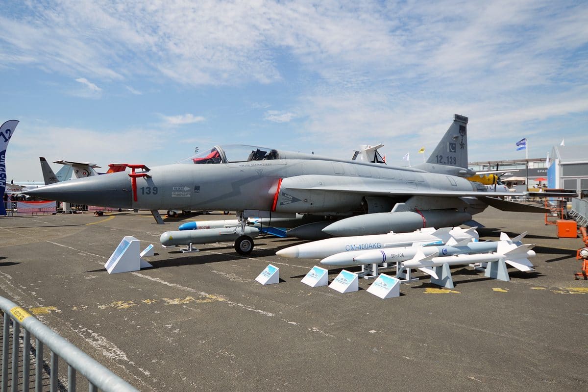 A Pakistan Air Force JF-17 Thunder fighter jet, the aircraft type Pakistan used to strike targets in Nangarhar, Paktika, and Khost