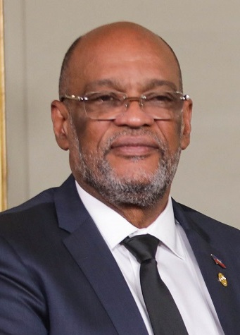 Haitian Prime Minister Ariel Henry during an official diplomatic meeting
