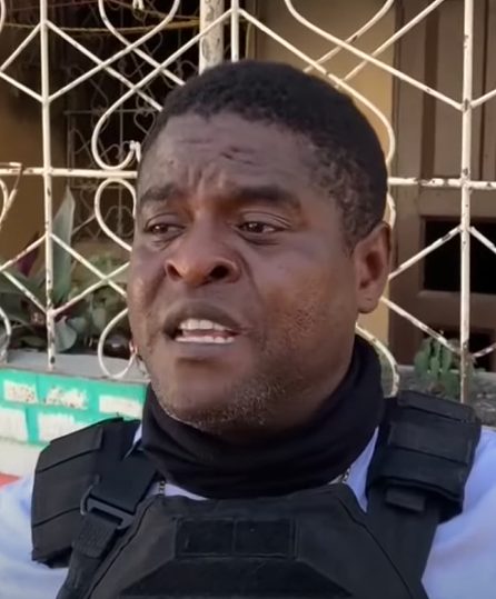 Jimmy 'Barbecue' Chérizier, leader of the Viv Ansanm gang coalition, speaking during an interview