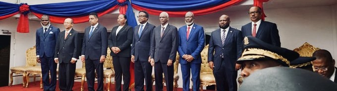 Members of Haiti's Transitional Presidential Council at their installation ceremony