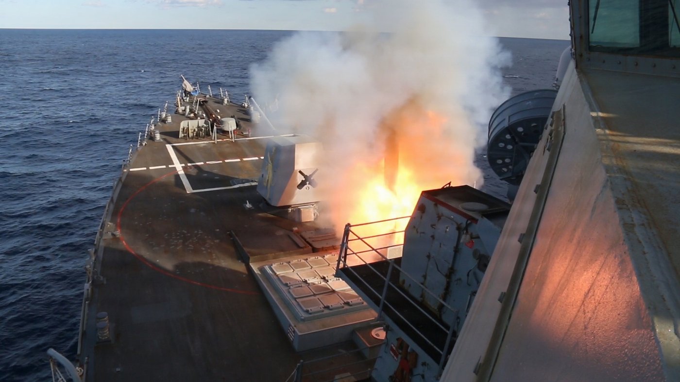 Destroyer USS Winston S. Churchill fires a Tomahawk Land Attack Missile in support of Operation Epic Fury, the same kind of strike CENTCOM carried out against more than 170 Iranian targets on July 8, 2026