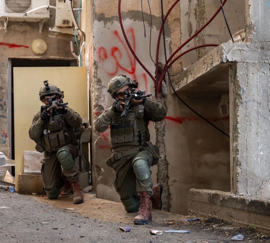 Israeli Kfir Brigade troops during Operation Iron Wall, the West Bank raid campaign in Jenin, January 2025
