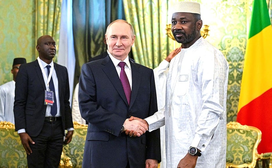 Malian President Assimi Goita meeting Russian President Vladimir Putin in June 2025