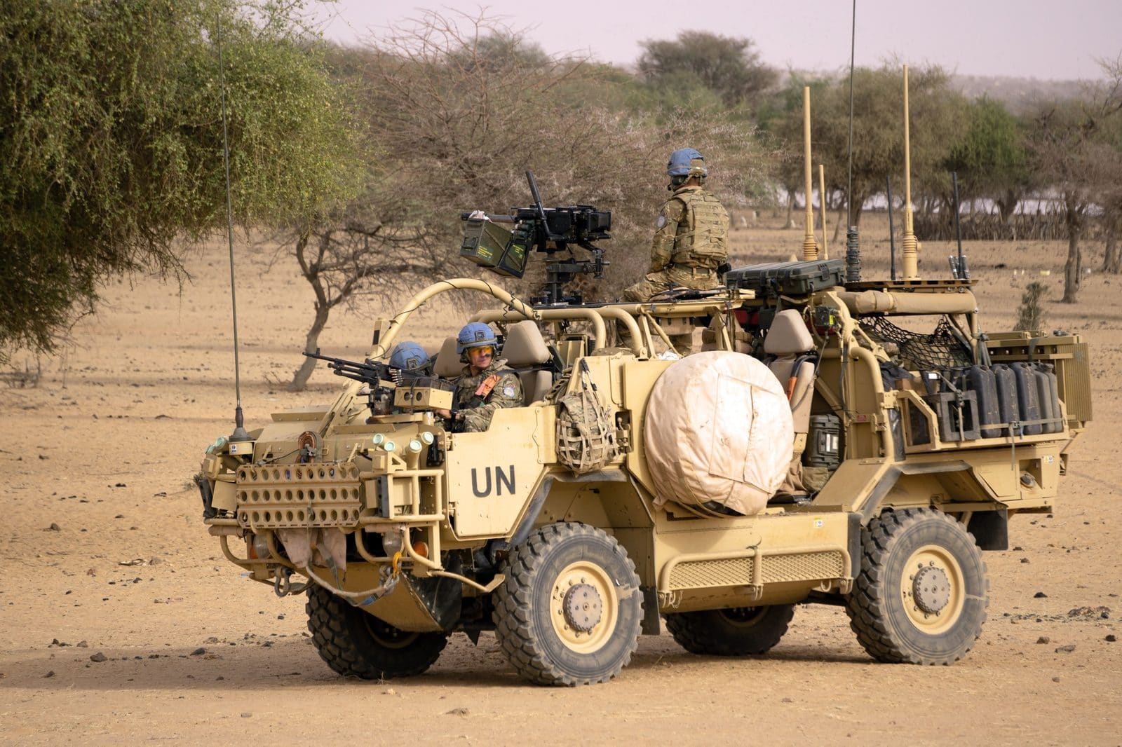British soldiers with tactical Jackal vehicles on patrol in the Gao region of Mali