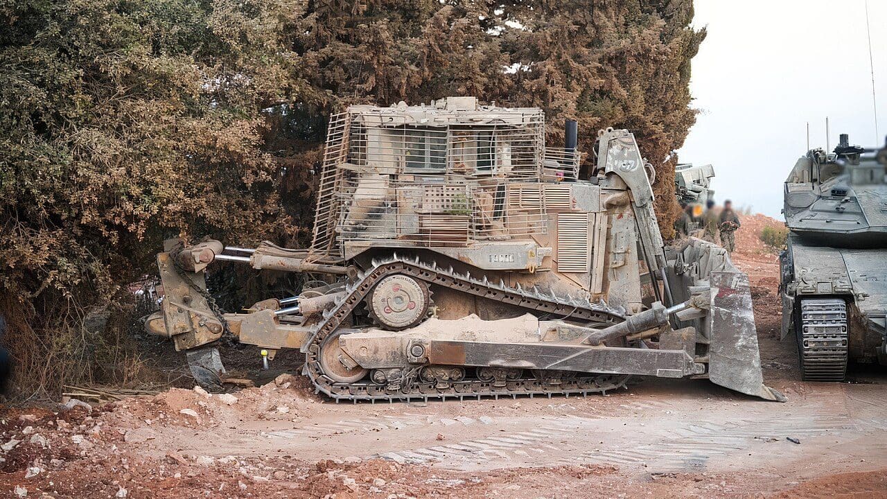 IDF 7th Armored Brigade Merkava tanks and D9 bulldozers during the ground incursion into southern Lebanon, October 2024