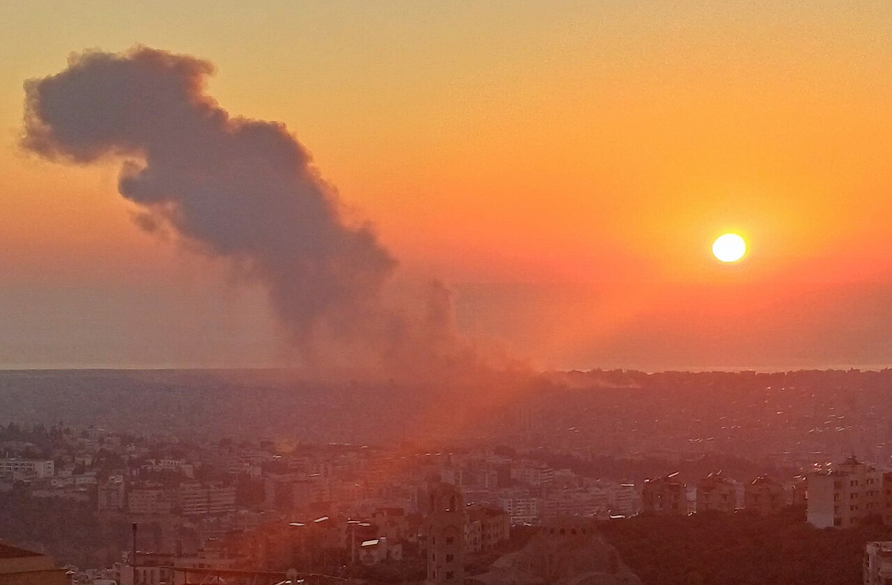 Smoke rising over Beirut's southern suburbs after the Israeli airstrike that killed Hezbollah leader Hassan Nasrallah, September 27, 2024