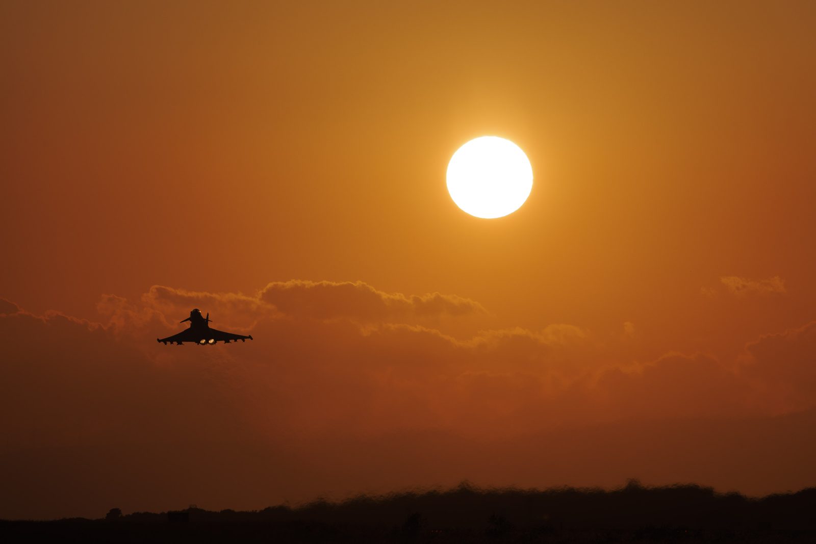 A Royal Air Force Eurofighter Typhoon taking off to conduct strikes on Houthi targets in Yemen, May 30, 2024