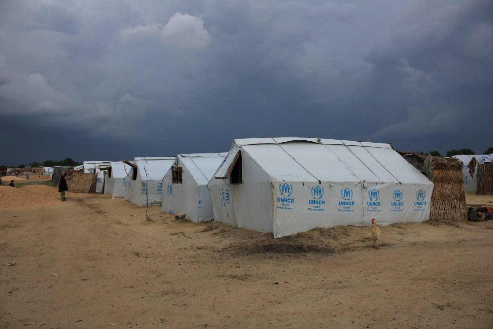 Living quarters at an internally displaced persons camp outside Maiduguri, Borno State, August 2018