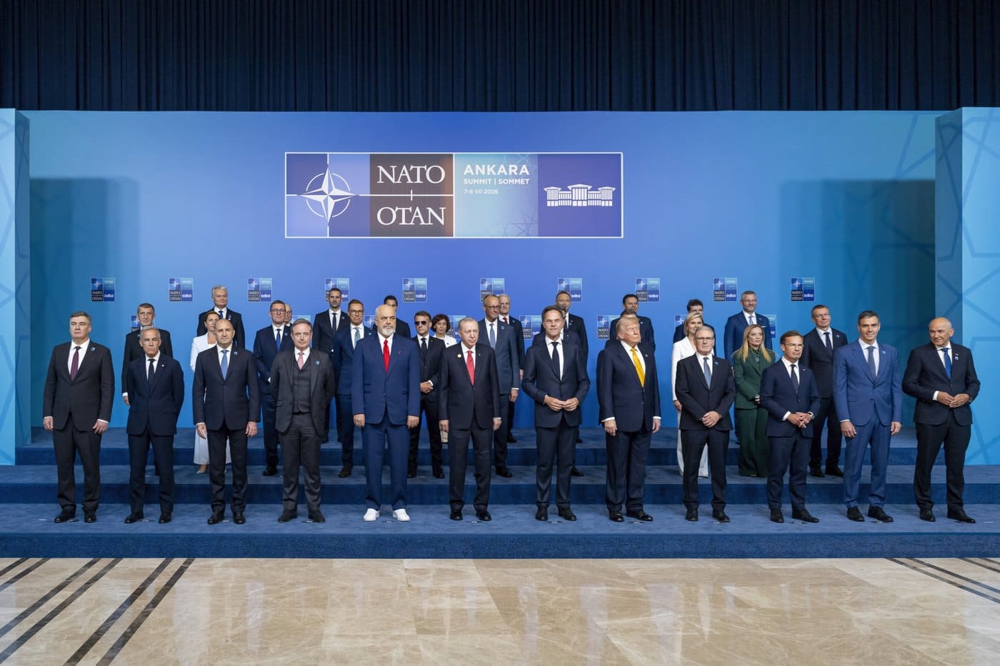 NATO heads of state and government, including President Trump, pose for the official family photo at the 2026 Ankara summit