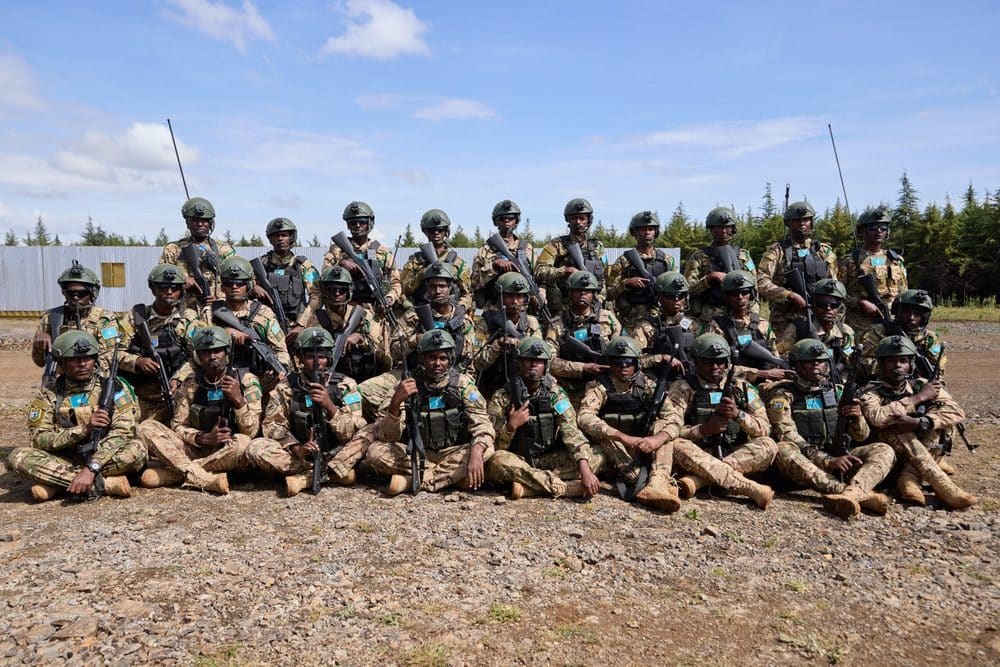 Somali Danab soldiers pose during urban operations training at Justified Accord 2024 in Nanyuki, Kenya