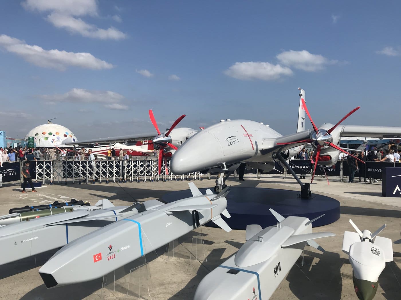 A Bayraktar Akıncı unmanned combat aerial vehicle, the same drone model reportedly flown from Egypt's East Oweinat base to strike RSF-held targets in Sudan