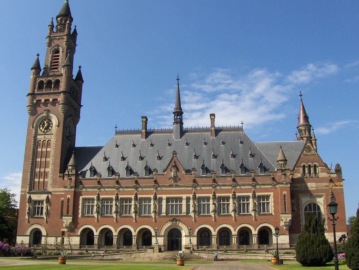 The Peace Palace in The Hague, Netherlands, which houses the International Court of Justice