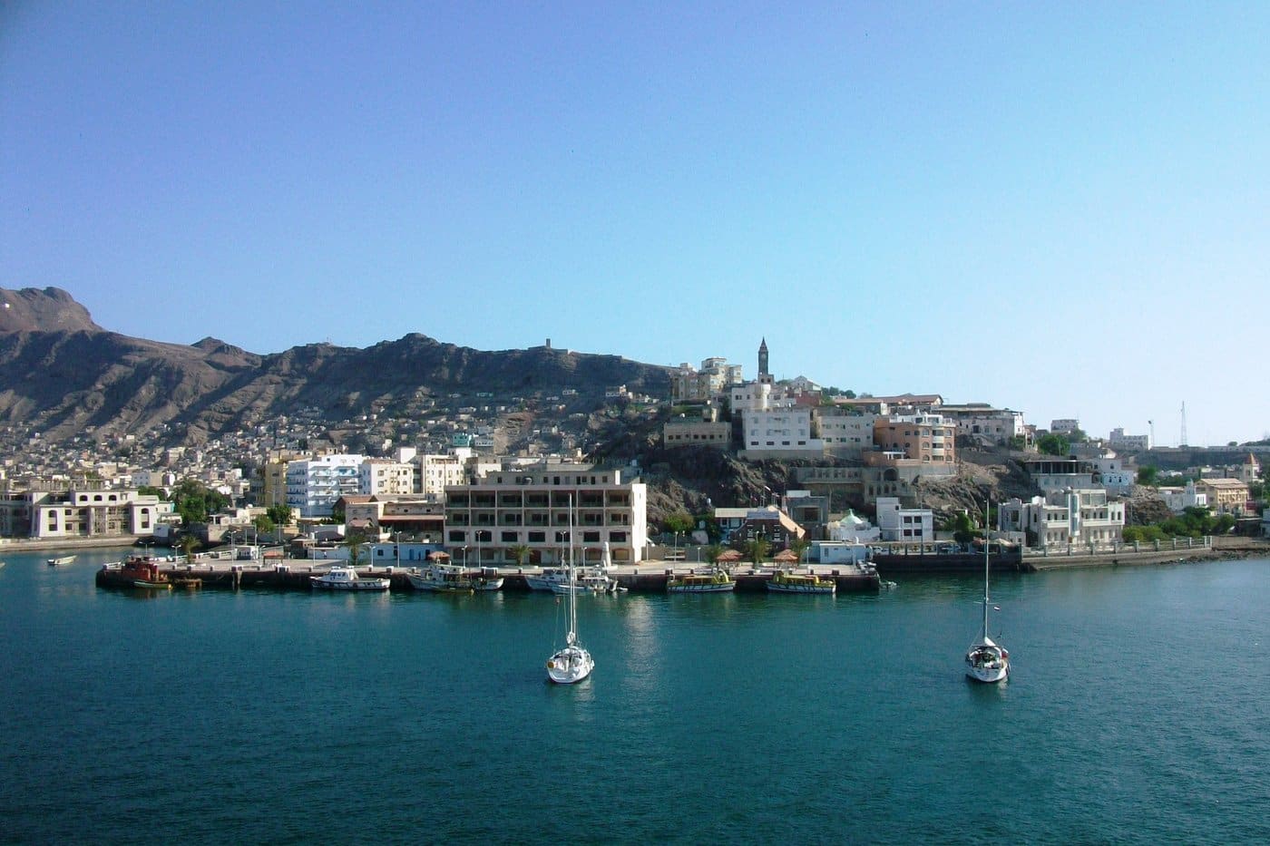 The port and waterfront of Aden, the southern city that pro-Hadi and coalition-backed forces recaptured from Houthi and Saleh-loyalist forces in July 2015