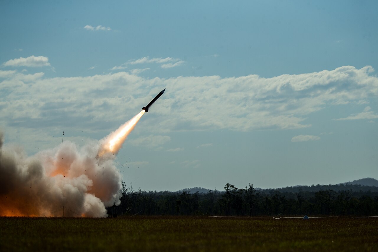 A MIM-104 Patriot missile launcher fires during a live-fire exercise.